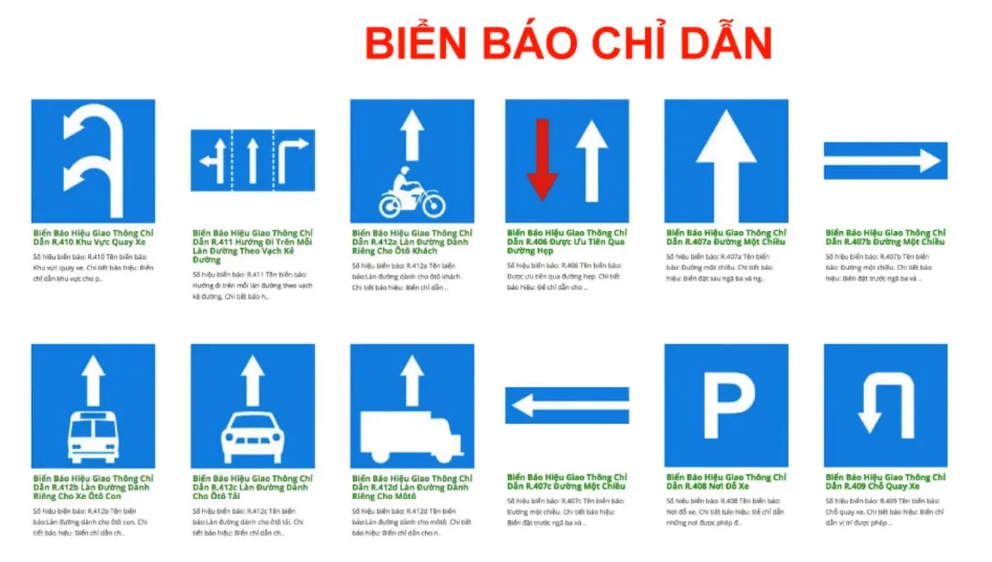 Biển chỉ dẫn trên đường ô tô không phải đường cao tốc