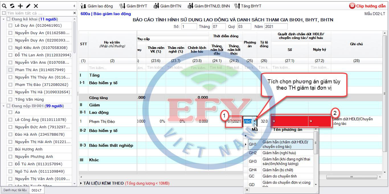 Cách báo giảm thai sản trên phần mềm EFY mới nhất 2025