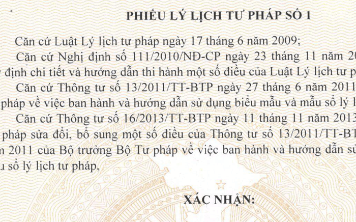 Ph&iacute; l&agrave;m l&yacute; lịch tư ph&aacute;p số 1, số 2 bao nhi&ecirc;u tiền?