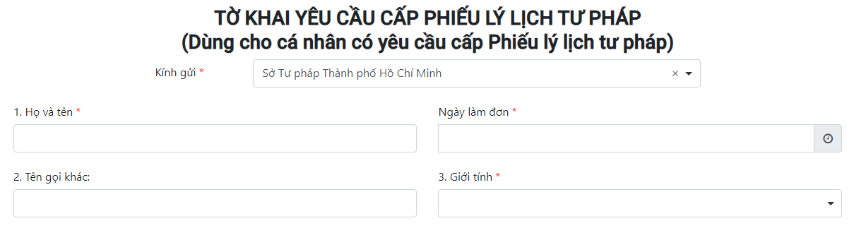 Làm lý lịch tư pháp online