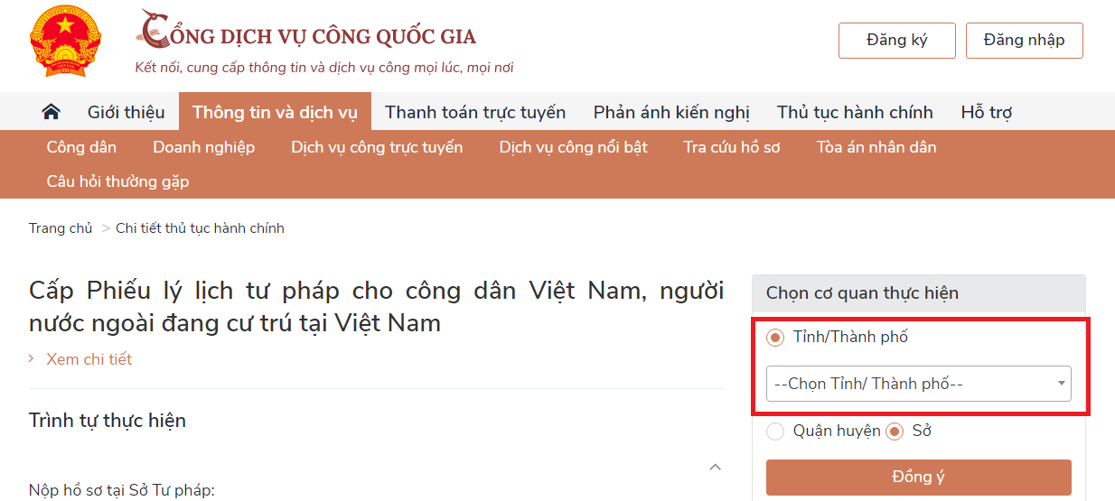 Làm lý lịch tư pháp online