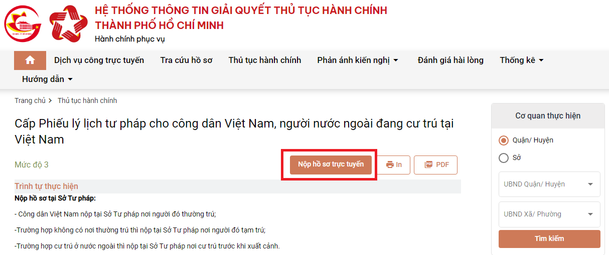 Làm lý lịch tư pháp online