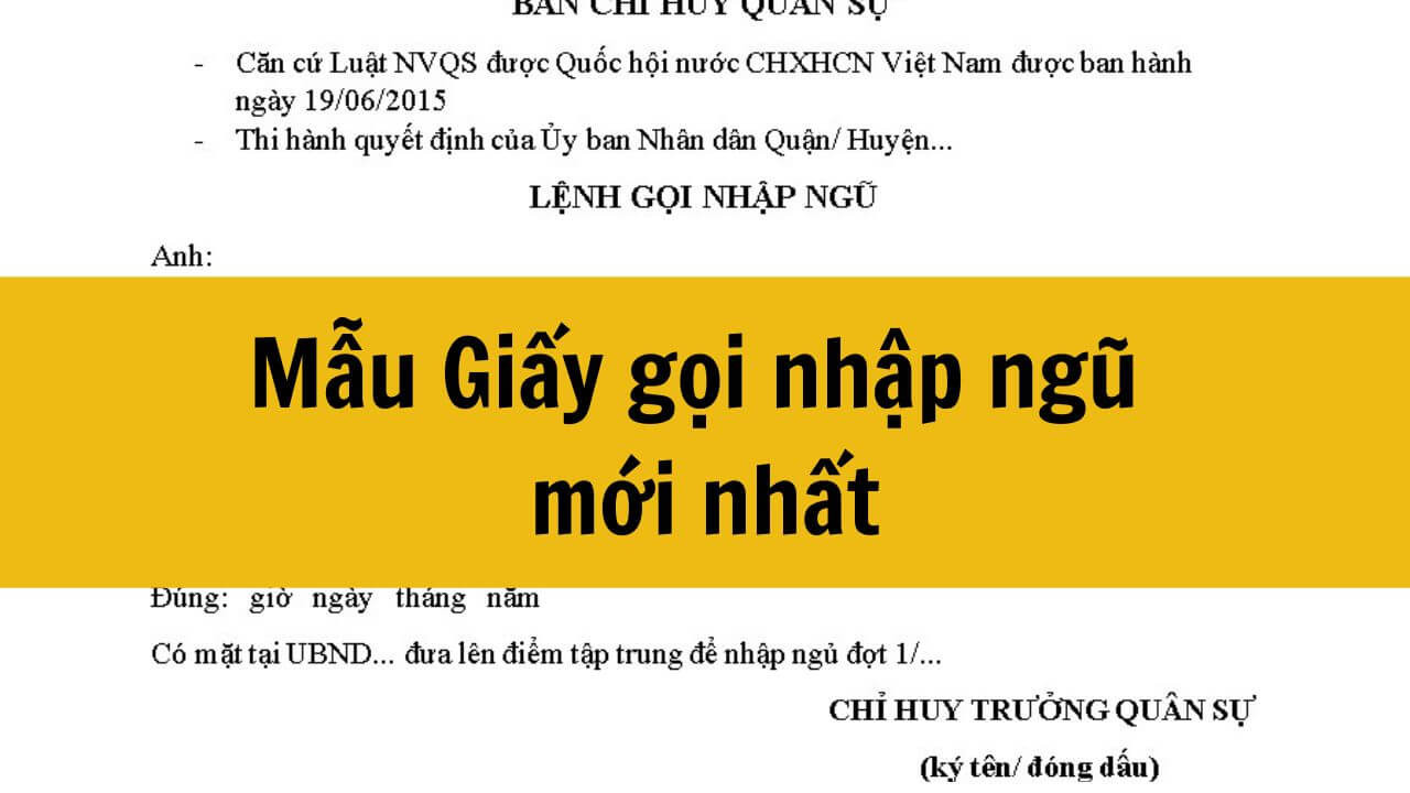 Mẫu Giấy gọi nhập ngũ mới nhất 2025