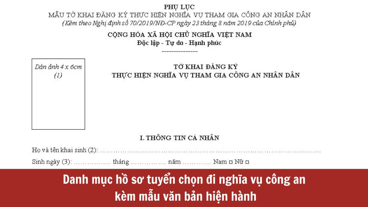 Danh mục hồ sơ tuyển chọn đi nghĩa vụ công an năm 2025 (kèm mẫu văn bản hiện hành và hướng dẫn cụ thể)