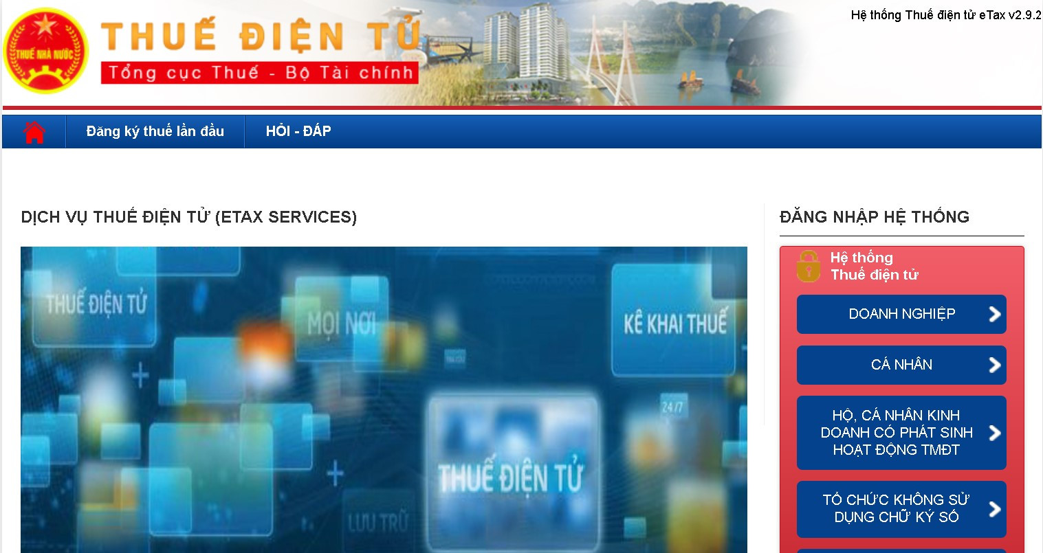 Truy cập v&agrave;o trang Thuế điện tử