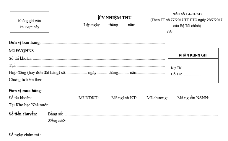 Mẫu Ủy nhiệm thu