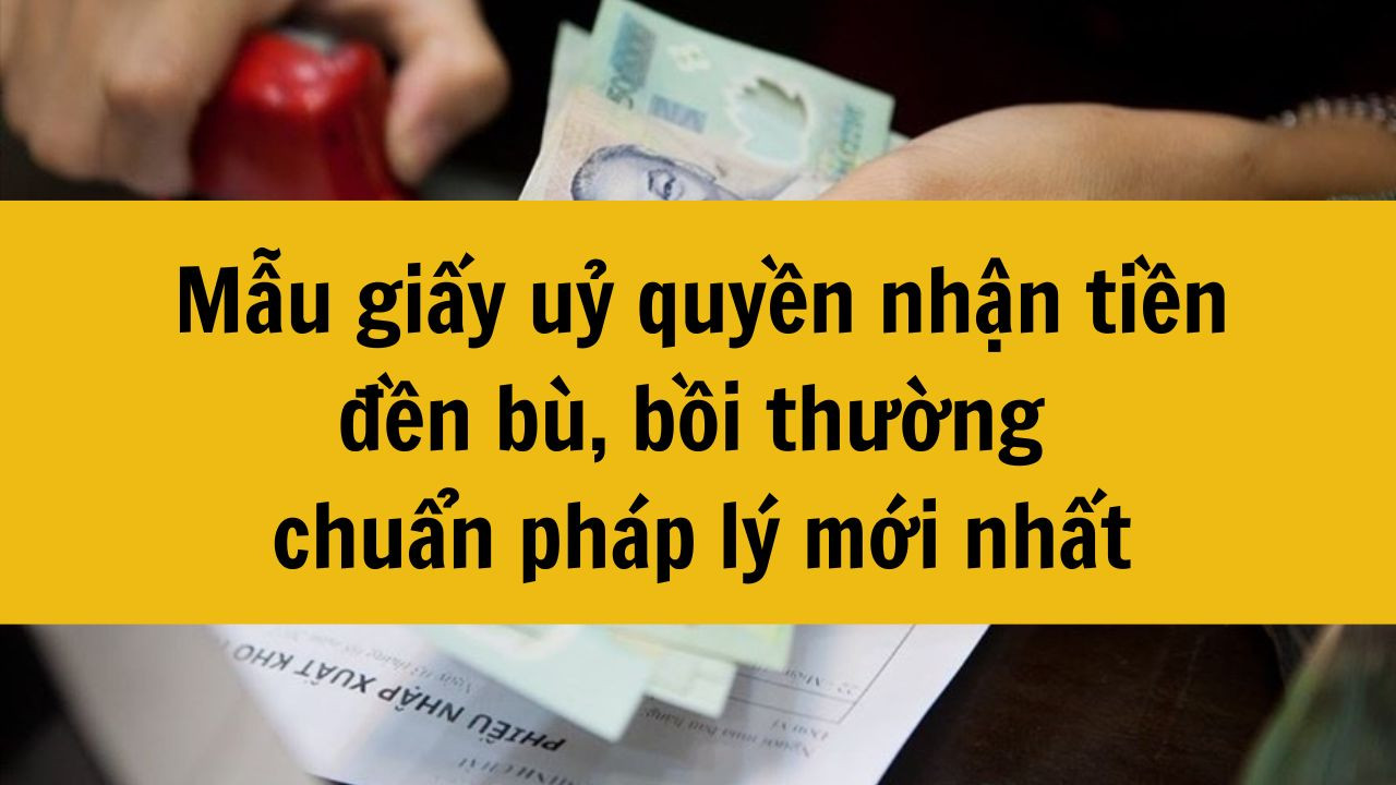 Mẫu giấy uỷ quyền nhận tiền đền b&ugrave;, bồi thường chuẩn ph&aacute;p l&yacute; mới nhất 2025