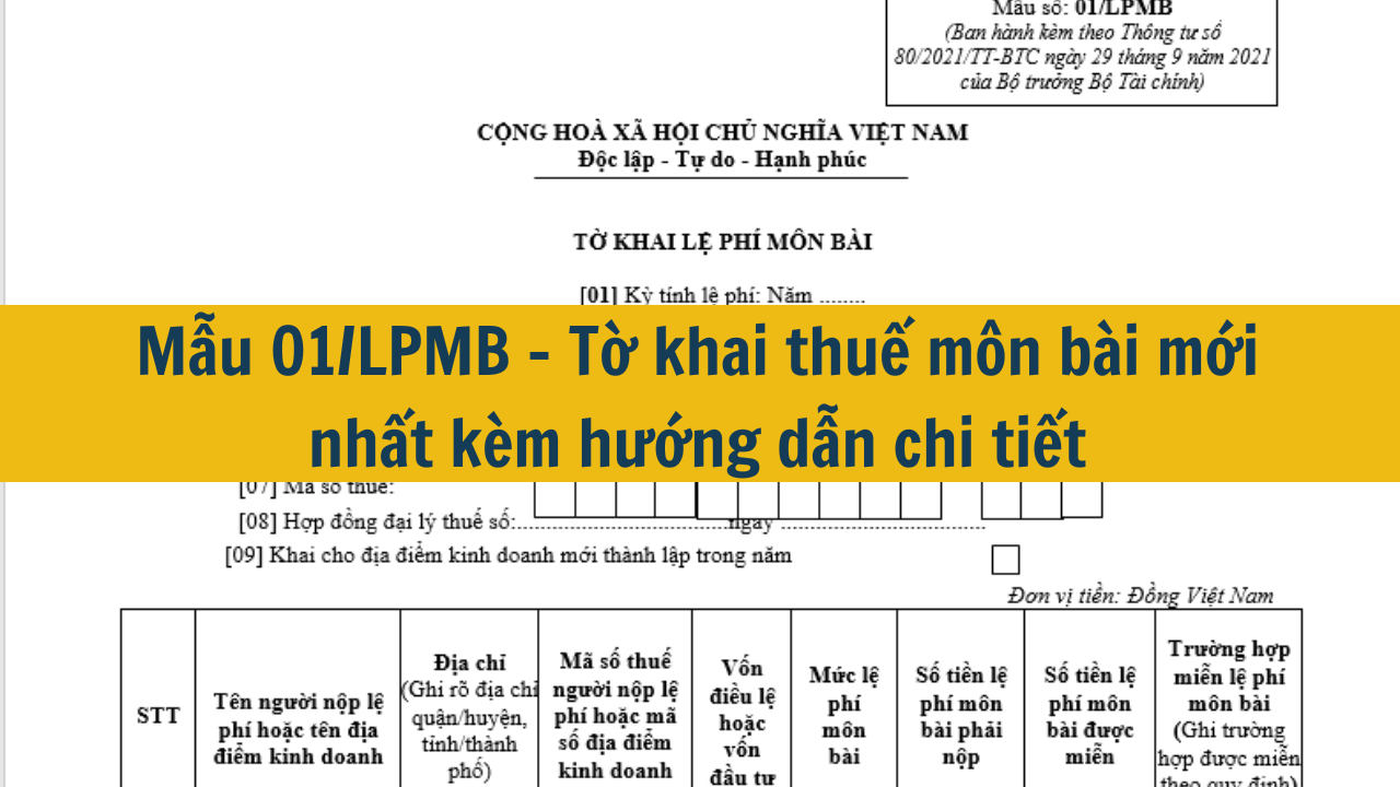 Mẫu 01/LPMB - Tờ khai thuế môn bài mới nhất 2025 kèm hướng dẫn chi tiết