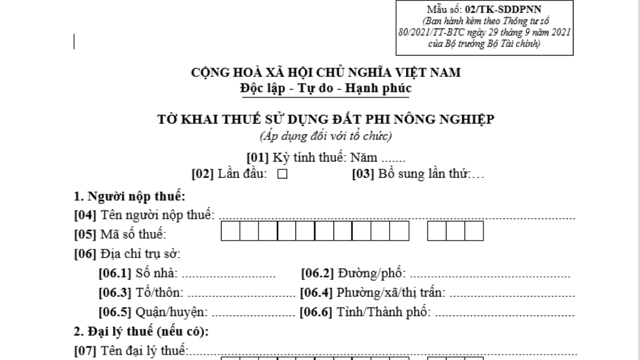 04 mẫu tờ khai thuế đất phi nông nghiệp mới nhất 2025? (ảnh 1)