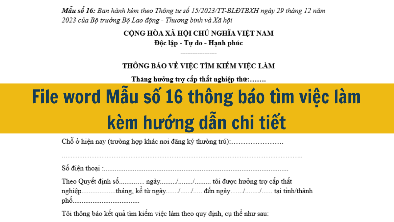 File word Mẫu số 16  thông báo tìm việc làm kèm hướng dẫn chi tiết  (ảnh 1)