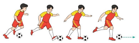Giáo dục thể chất 10 Bài 2: Kĩ thuật dẫn bóng bằng mu ngoài bàn chân và kĩ thuật đá bóng bằng mu trong bàn chân - Bóng đá 10 Cánh diều (ảnh 1)