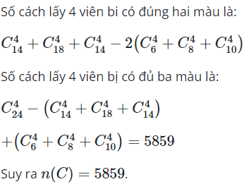 Trong một chiếc hộp đựng 6 viên bi đỏ, 8 viên bi xanh, 10 viên bi trắng (ảnh 1)