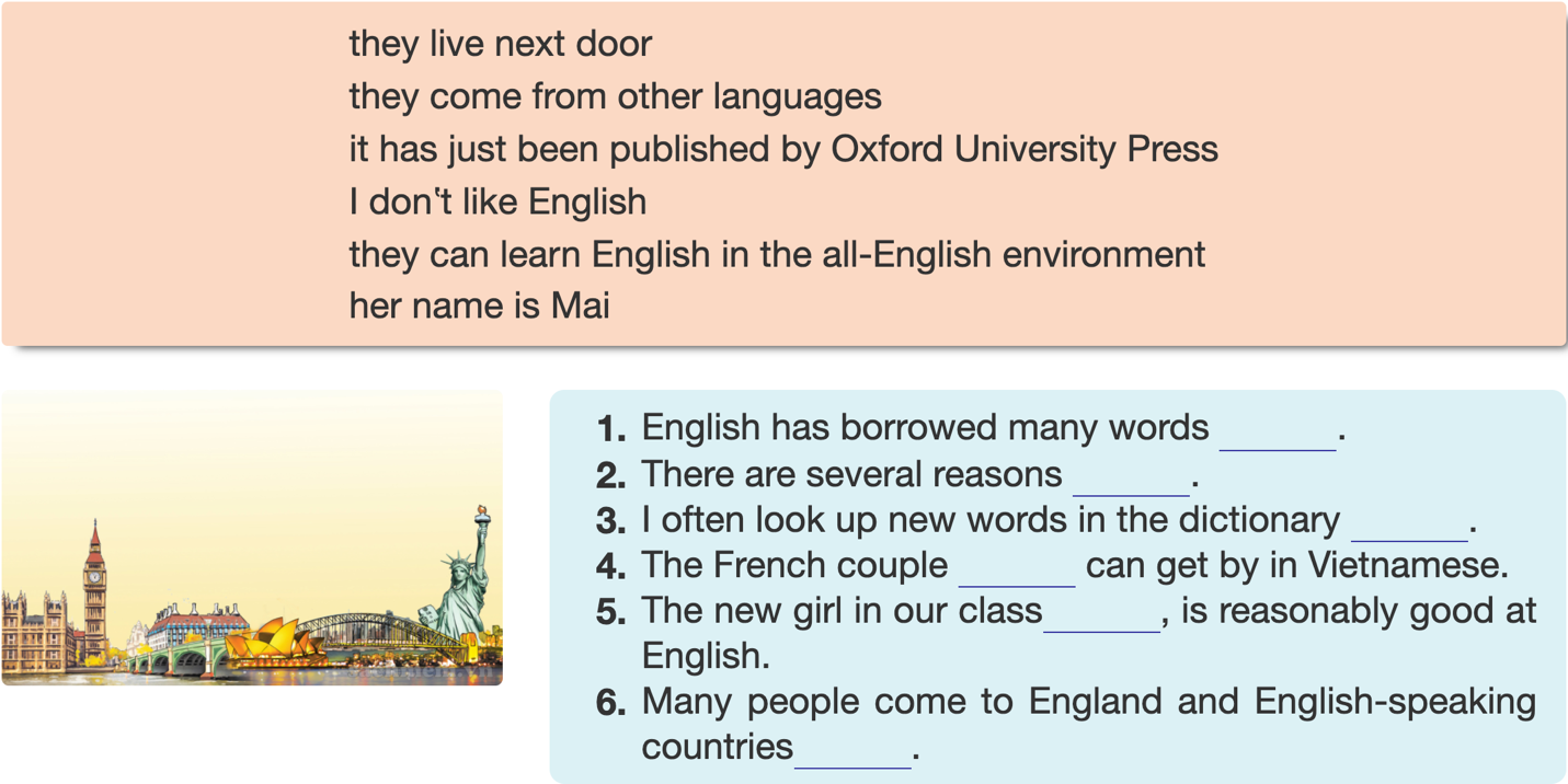 SBT Tiếng Anh 9 mới Unit 9: Vocabulary - Grammar trang 21-22-23 (ảnh 6)