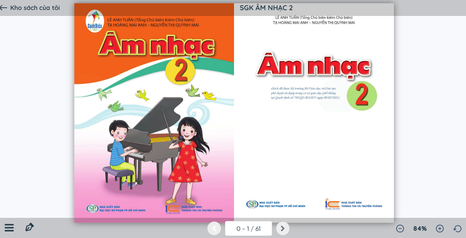 Xem trực tuyến và tải PDF sách Âm nhạc lớp 2 Cánh Diều (ảnh 1)