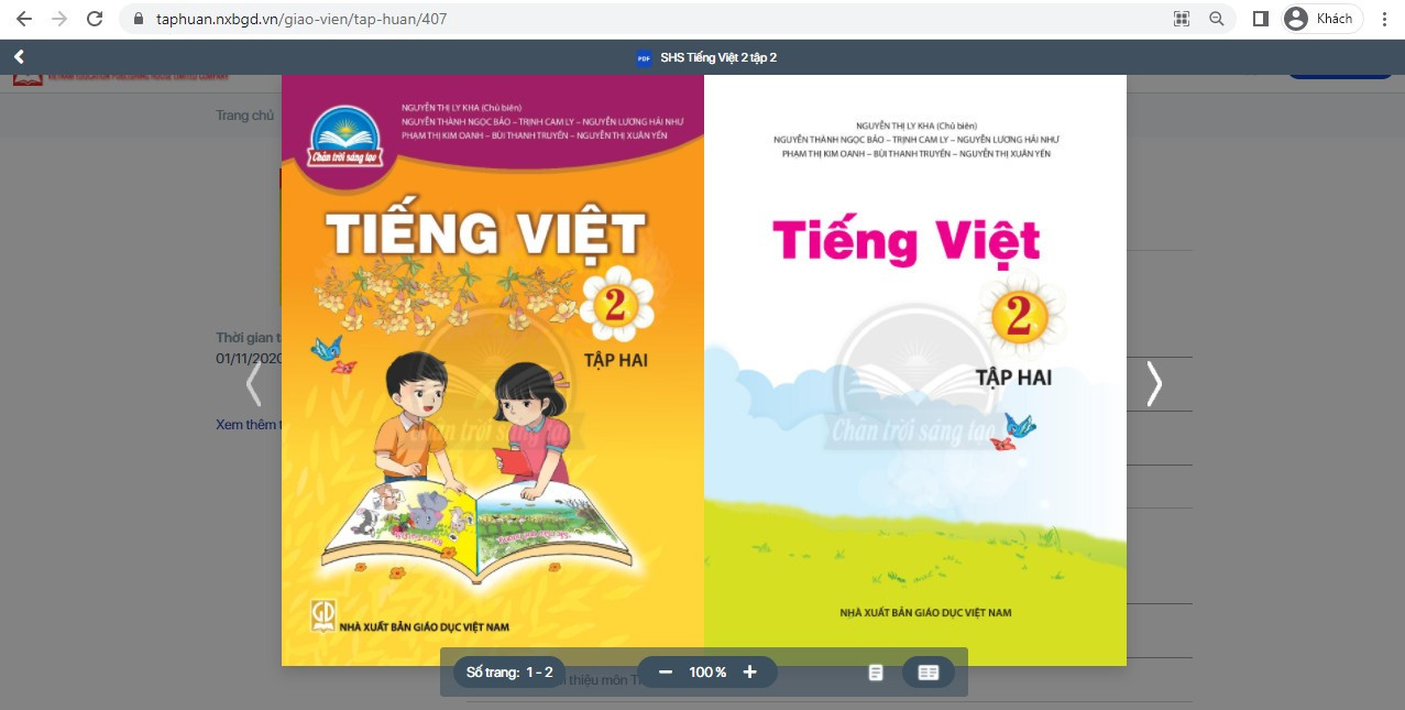 Xem trực tuyến và tải PDF sách Tiếng Việt lớp 2 Chân trời sáng tạo (ảnh 1)