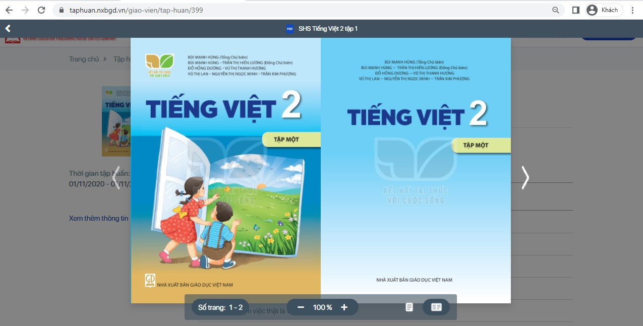 Xem trực tuyến và tải PDF sách Tiếng Việt lớp 2 Kết nối tri thức với cuộc sống (ảnh 1)
