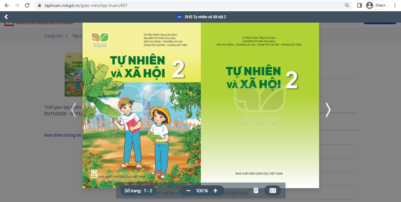 Xem trực tuyến và tải PDF sách Tự nhiên và xã hội lớp 2 Kết nối tri thức với cuộc sống (ảnh 1)
