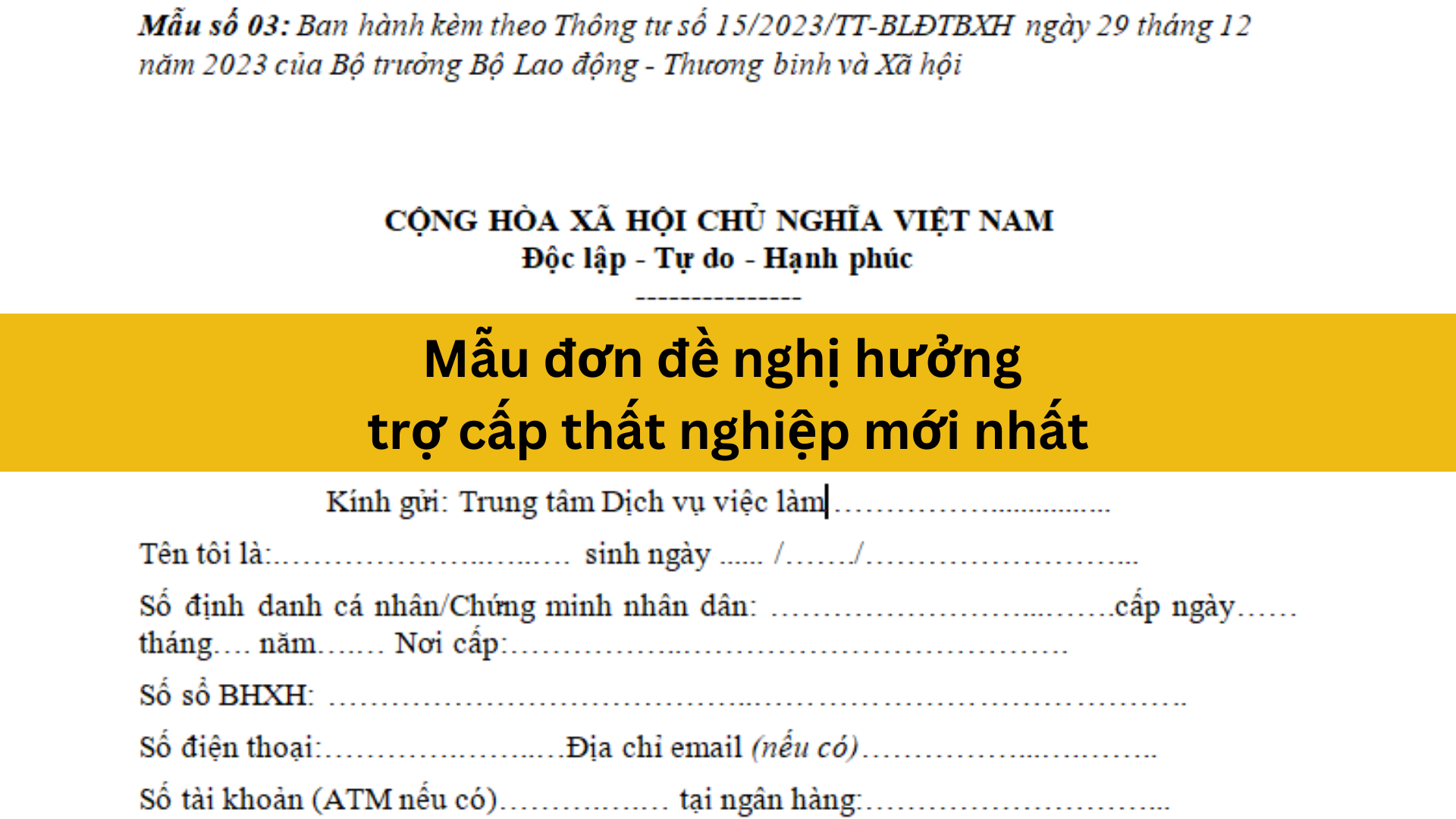 Mẫu đơn đề nghị hưởng trợ cấp thất nghiệp mới nhất