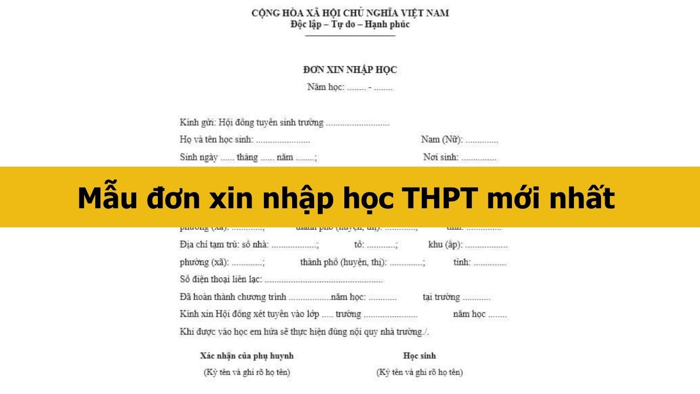 Mẫu đơn xin nhập học THPT mới nhất