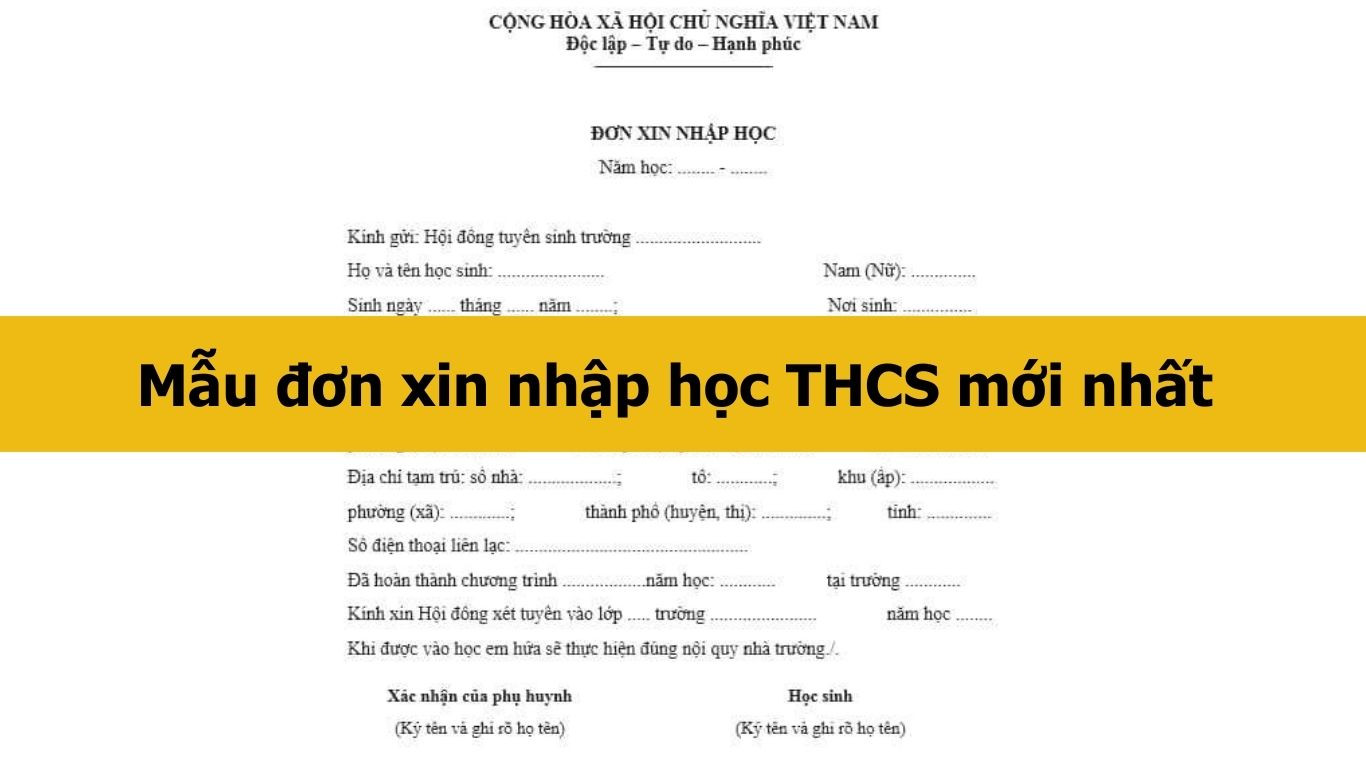 Mẫu đơn xin nhập học THCS mới nhất