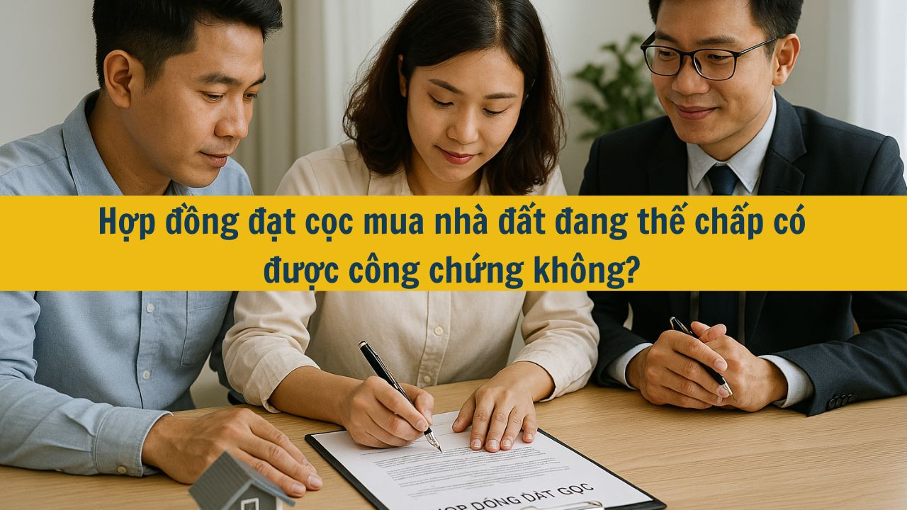 Hợp đồng đặt cọc mua nh&agrave; đất đang thế chấp c&oacute; được c&ocirc;ng chứng kh&ocirc;ng?