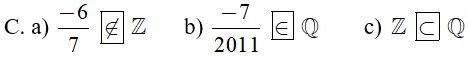 Trắc nghiệm Tập hợp Q các số hữu tỉ có đáp án  - Toán lớp 7 (ảnh 12)