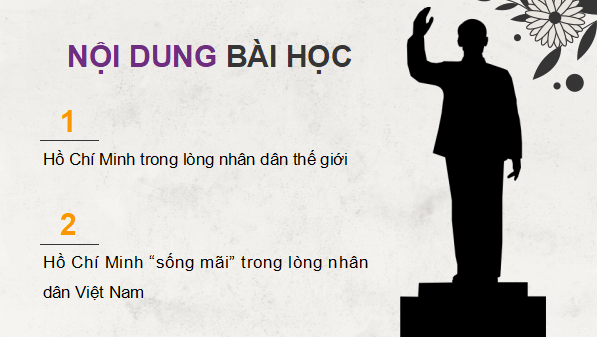 Giáo án điện tử Lịch sử 12 Bài 17 (Kết nối tri thức): Dấu ấn Hồ Chí Minh trong lòng nhân dân thế giới và Việt Nam (ảnh 1)