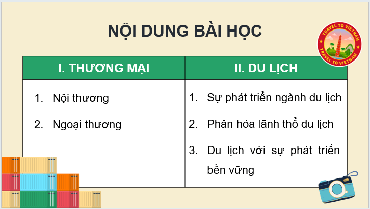 Giáo án điện tử Địa lí 12 Bài 21 (Kết nối tri thức): Thương mại và du lịch (ảnh 1)