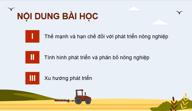 Giáo án điện tử Địa lí 12 Bài 12 (Chân trời sáng tạo): Vấn đề phát triển nông nghiệp (ảnh 1)