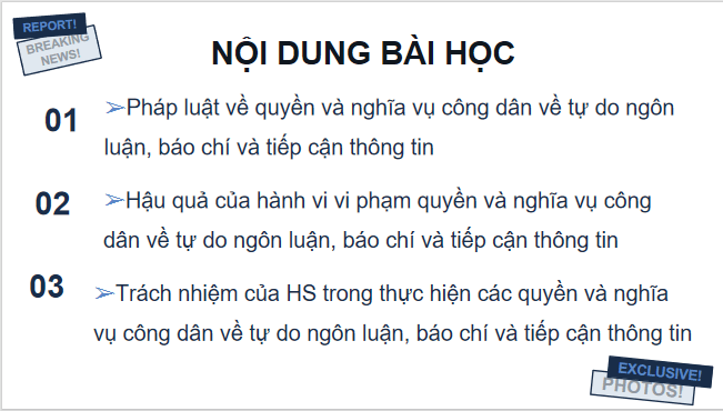 Giáo án điện tử KTPL 11 Bài 20 (Cánh diều): Quyền và nghĩa vụ công dân về tự do ngôn luận, báo chí và tiếp cận thông tin (ảnh 1)