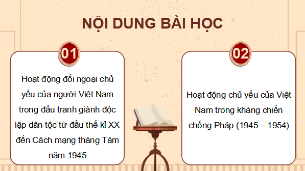 Giáo án điện tử Lịch sử 12 Bài 12 (Cánh diều): Hoạt động đối ngoại của Việt Nam từ đầu thế kỉ XX đến năm 1975 (ảnh 1)