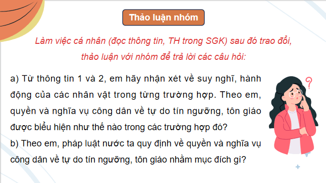 Giáo án điện tử KTPL 11 Bài 21 (Cánh diều): Quyền và nghĩa vụ công dân về tự do tín ngưỡng và tôn giáo (ảnh 1)