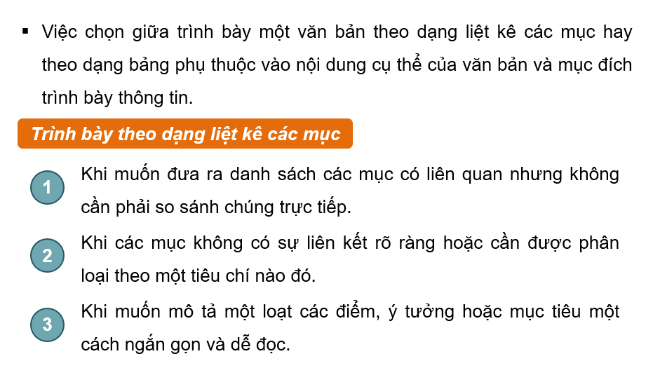 Giáo án điện tử Tin học 12 (Cánh diều): Bài 4: Trình bày nội dung theo dạng danh sách, bảng biểu (ảnh 1)