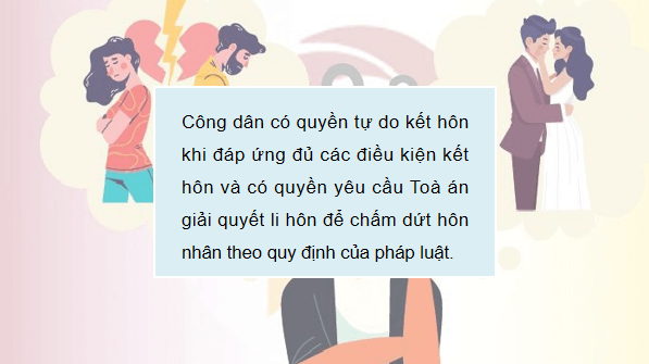 Giáo án điện tử KTPL 12 (Kết nối tri thức): Bài 10: Quyền và nghĩa vụ của công dân trong hôn nhân và gia đình (ảnh 1)