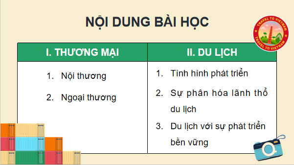Giáo án điện tử Địa lí 12 Bài 17 (Cánh diều): Thương mại và du lịch (ảnh 1)