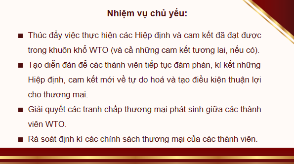 Giáo án điện tử KTPL 12 (Chân trời sáng tạo): Bài 16: Một số nguyên tắc cơ bản của Tổ chức Thương mại Thế giới và hợp đồng thương mại quốc tế (ảnh 1)