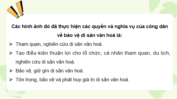 Giáo án điện tử KTPL 12 (Cánh diều): Bài 13: Quyền và nghĩa vụ của công dân trong bảo vệ di sản văn hoá (ảnh 1)