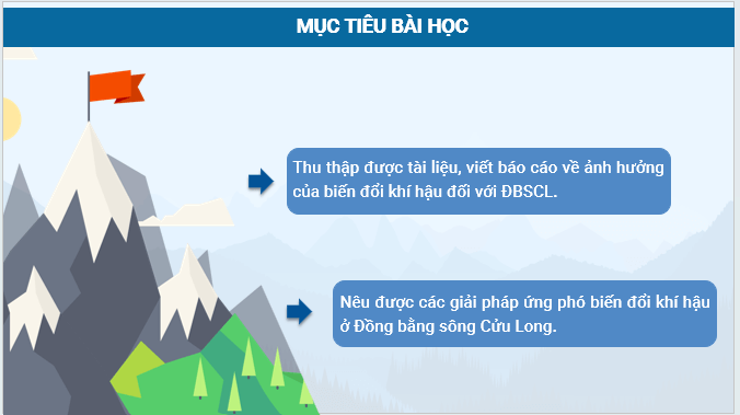 Giáo án điện tử Địa lí 12 Bài 31 (Kết nối tri thức): Thực hành: Viết báo cáo về biến đổi khí hậu ở Đồng bằng sông Cửu Long (ảnh 1)