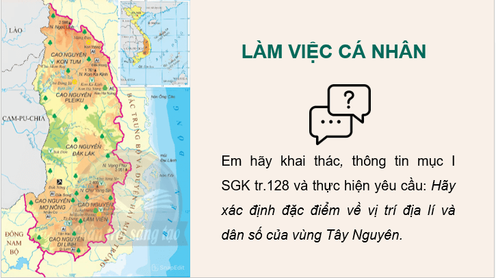 Giáo án điện tử Địa lí 12 Bài 30 (Chân trời sáng tạo): Khai thác thế mạnh để phát triển kinh tế ở Tây Nguyên (ảnh 1)