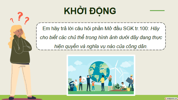 Giáo án điện tử KTPL 12 (Cánh diều): Bài 14: Quyền và nghĩa vụ của công dân trong bảo vệ môi trường và tài nguyên thiên nhiên (ảnh 1)