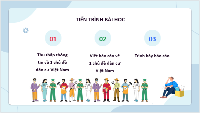 Giáo án điện tử Địa lí 12 Bài 9 (Kết nối tri thức): Thực hành: Viết báo cáo về một chủ đề dân cư ở Việt Nam (ảnh 1)