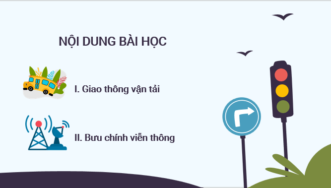 Giáo án điện tử Địa lí 12 Bài 20 (Kết nối tri thức): Giao thông vận tải và bưu chính viễn thông (ảnh 1)