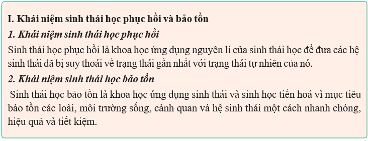 Giáo án điện tử Sinh học 12 (Kết nối tri thức): Bài 33: Sinh thái học phục hồi và bảo tồn đa dạng sinh vật (ảnh 1)