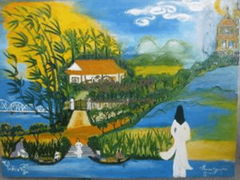 Vẽ một bức tranh thôn Vĩ Dạ theo tưởng tượng của bạn sau khi đọc bài thơ này. (ảnh 1)