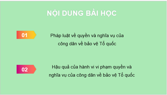Giáo án điện tử KTPL 11 Bài 16 (Cánh diều): Quyền và nghĩa vụ công dân về bảo vệ Tổ quốc (ảnh 1)