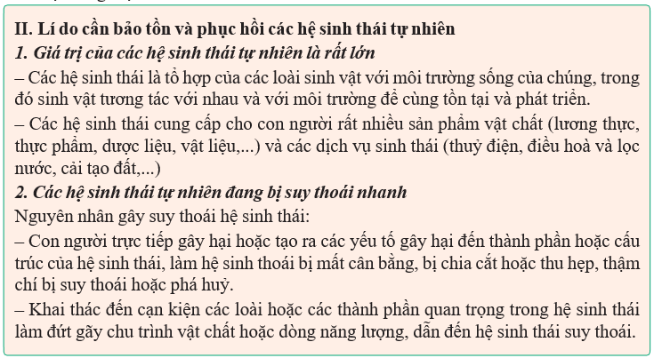 Giáo án điện tử Sinh học 12 (Kết nối tri thức): Bài 33: Sinh thái học phục hồi và bảo tồn đa dạng sinh vật (ảnh 1)