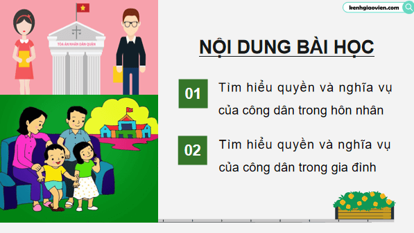 Giáo án điện tử KTPL 12 (Kết nối tri thức): Bài 10: Quyền và nghĩa vụ của công dân trong hôn nhân và gia đình (ảnh 1)