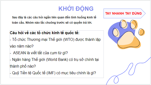 Giáo án điện tử KTPL 12 (Chân trời sáng tạo): Bài 2: Hội nhập kinh tế quốc tế (ảnh 1)