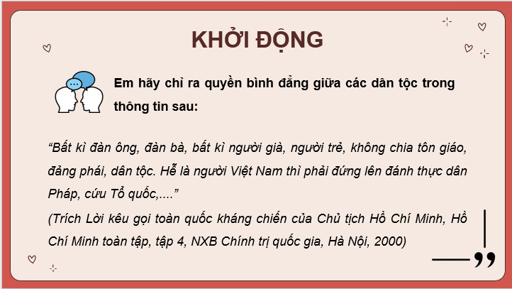 Giáo án điện tử KTPL 11 Bài 11 (Kết nối tri thức): Quyền bình đẳng giữa các dân tộc (ảnh 1)