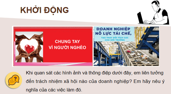 Giáo án điện tử KTPL 12 (Cánh diều): Bài 6: Trách nhiệm xã hội của doanh nghiệp (ảnh 1)